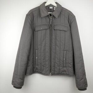 Armani Exchange Coat Jacket Mens Medium Gray Quilted Cotton Zipper Pockets